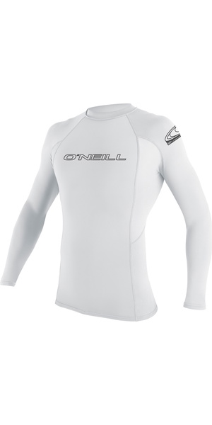 2026 O'Neill Mens Basic Skins Long Sleeve Crew Rash Vest 3342 - White